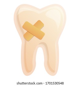 Sick tooth icon. Cartoon of sick tooth vector icon for web design isolated on white background