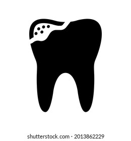 Sick Tooth Icon, Stomatology And Dental, Caries Sign. Dental Caries, Toothache, Bad Teeth, Limestone, Swollen Gums. Diseased Tooth And Oral Cavity