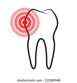 Sick tooth isolated on a white background;