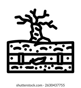 sick tree near leak chemical pollution line icon vector. sick tree near leak chemical pollution sign. isolated contour symbol black illustration