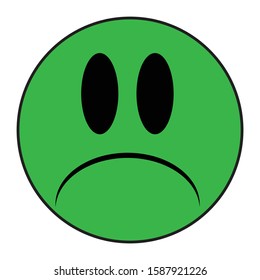 A sick unhappy smile face button isolated on a white background