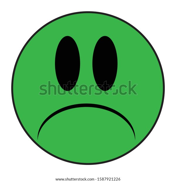 A sick unhappy smile face button isolated on a\
white background