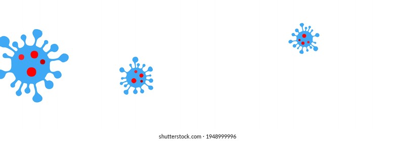 Sick Vivid Test Bright Danger Sign Blue Coronavirus Illustration. Virus Red Quarantine Neon Epidemic Pandemic Vibrant Horizontal Vector. Healthcare Science White Medicine Covid-19 Background.
