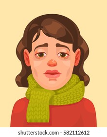 Sick woman character. Vector flat cartoon illustration