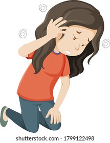 Sick woman having dizzy illustration