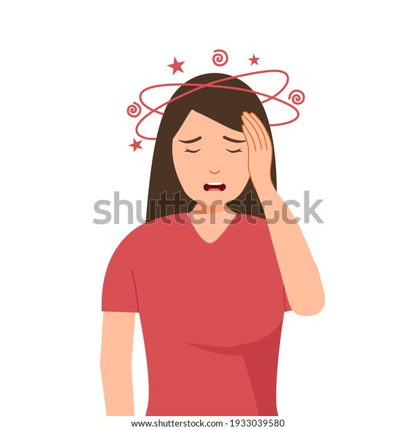 Sick Woman Having Dizzy Symptom Flat Stock Vector (Royalty Free) 1933039580