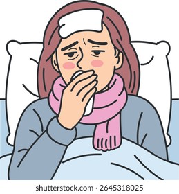 sick woman Pain written on a woman's face
