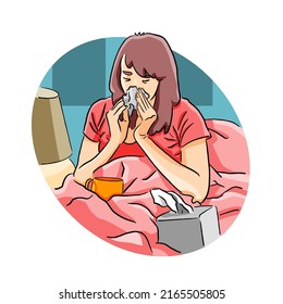 sick women having a cold symptoms