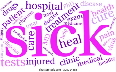 Sick Word Cloud On White Background Stock Vector (Royalty Free ...