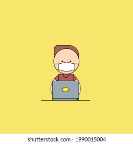 Sick worker Illustration. modern simple vector icon, flat graphic symbol in trendy flat design style. wallpaper. lockscreen. pattern. frame, background, backdrop, sign, logo.
