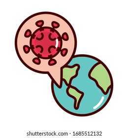 sick world pandemic prevent spread of covid19 vector illustration line and file icon
