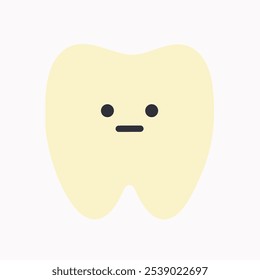 Sick yellow tooth character icon. Healthcare, dental, medicine, treatment, hygiene, oral care, stain concepts. Flat cartoon vector design isolated illustration.