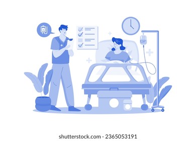 The Sick Young Person Lies With The Dropper