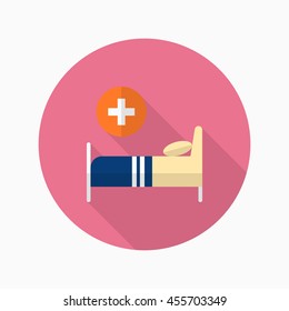 Sickbed icon , Vector flat long shadow design.