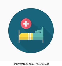 Sickbed icon , Vector flat long shadow design. 