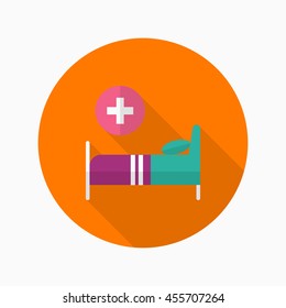 Sickbed icon , Vector flat long shadow design.