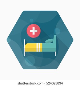 Sickbed icon , Vector flat long shadow design.