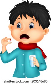 Sicked boy swallows pill