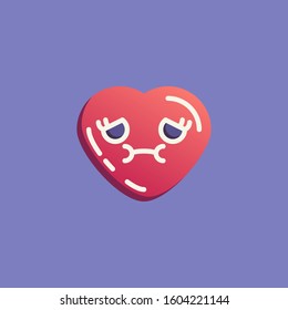 Sickened heart shape emoticon flat icon, vector sign, Nauseated Face emoji colorful pictogram. Symbol, logo illustration. Flat style design