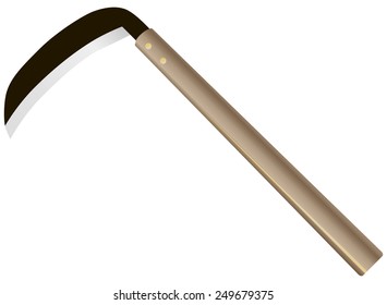 Sickle for agricultural work in Asia. Vector illustration.