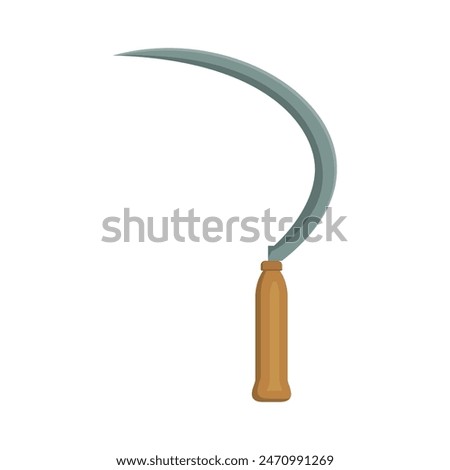Sickle agriculture tools for farmer flat vector design on white background