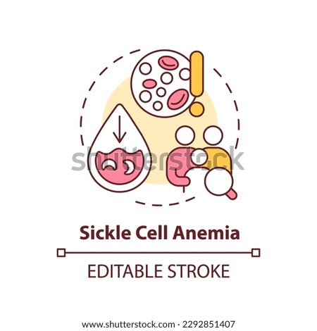 Sickle cell anemia concept icon. Blood disorder. Hereditary disease abstract idea thin line illustration. Isolated outline drawing. Editable stroke. Arial, Myriad Pro-Bold fonts used