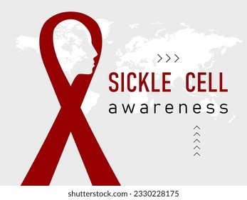 Sickle cell awareness. World Sickle Cell Awareness Day background. Sickle cell awareness day background design concept with red ribbon