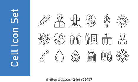 Conjunto de iconos de anemia falciforme con Vector editable