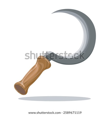 Sickle colorful emblem. Bagging hook isolated vector illustration