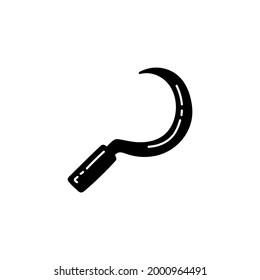 Sickle farm icon in solid black flat shape glyph icon, isolated on white background 