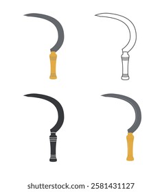 Sickle Farm Tool Icons set