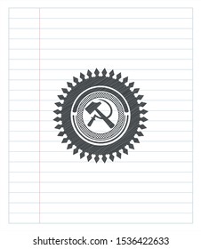 sickle and hammer icon emblem draw with pencil effect. Vector Illustration. Detailed.