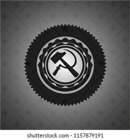 sickle and hammer icon inside realistic dark emblem