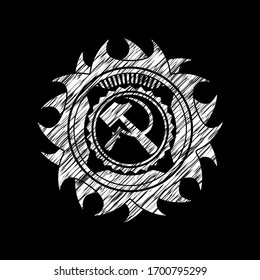 sickle and hammer icon on chalkboard, vector illustration, pretty design