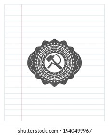 sickle and hammer icon penciled. Vector Illustration. Detailed. 