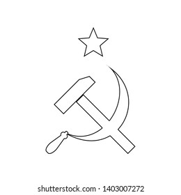 Sickle and hammer with a star icon. Element of Russia for mobile concept and web apps icon. Outline, thin line icon for website design and development, app development
