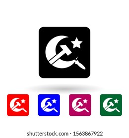 Sickle, hammer and star multi color icon. Simple glyph, flat vector of communism capitalism icons for ui and ux, website or mobile application