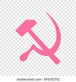 Sickle And Hammer. Vector. Cyclamen icon on transparent background.
