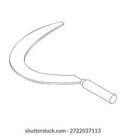 Foice - ilustração vetorial em preto e branco isométrico desenhado à mão.