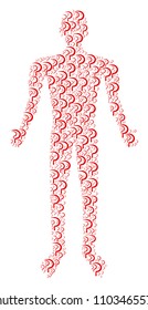 Sickle human representation. Vector sickle icons are organized into human collage.