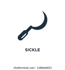 Sickle icon. Black filled vector illustration. Sickle symbol on white background. Can be used in web and mobile.