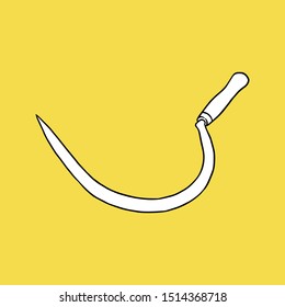 Sickle Icon, Construction Concept, Sketch and Vintage style. - Vector