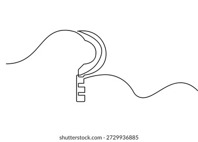 Sichelsymbol in einer durchgehenden einzeiligen Zeichnung und minimalistischer Stil einzelne Umrissvektorgrafik