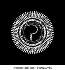 sickle icon drawn chalk emblem, retro style, chalk or chalkboard texture