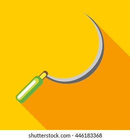 Sickle icon in flat style on a yellow background