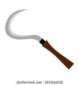 Sickle icon. Gardening tools for cutting grass concept vector. Sharp sickle illustration