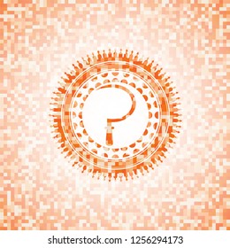 sickle icon inside abstract orange mosaic emblem