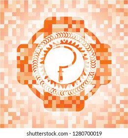 sickle icon inside abstract orange mosaic emblem with background