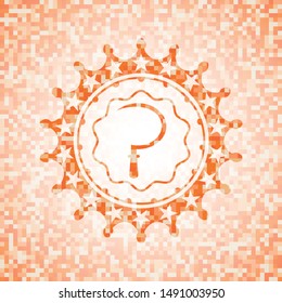 sickle icon inside abstract orange mosaic emblem with background