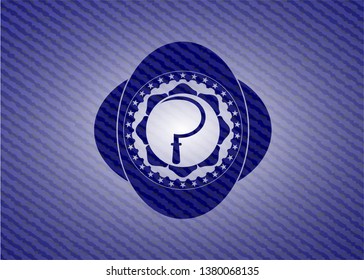 sickle icon inside badge with denim texture